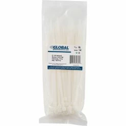 Global Industrial™ 8" Cable Zip Ties, Natural with UV, 75 Lb., 100 Pack