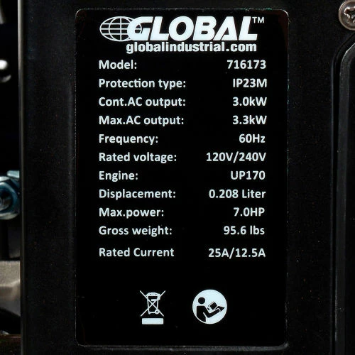 Global Industrial Portable Generator W/ Electric/Recoil Start, Gasoline, 3000 Rated Watts - Image 20