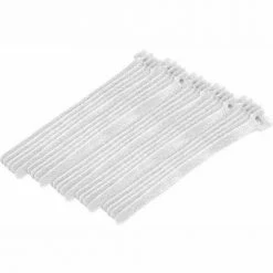 Eclipse Tools 900-098-WH Cable Tie, Hook Tape, 8"L x 1/2"W, White, 25/Pk