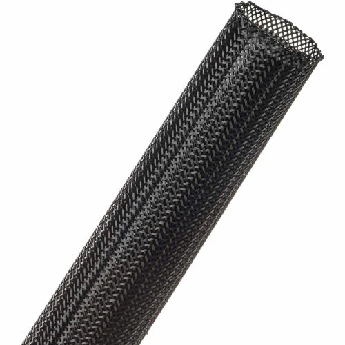 Techflex Clean Cut Fray Resistant Sleeving 1" Dia., 50', Black