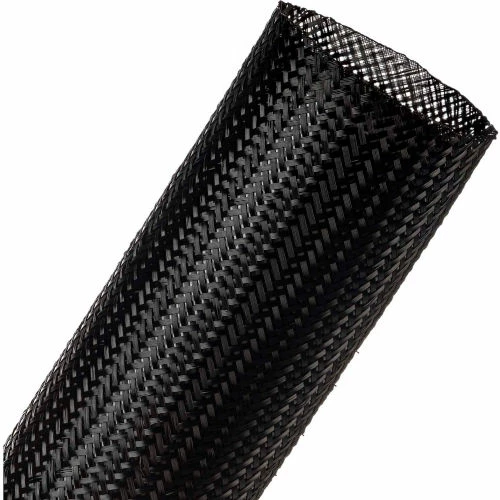 Techflex Clean Cut Fray Resistant Sleeving 2" Dia., 50', Black
